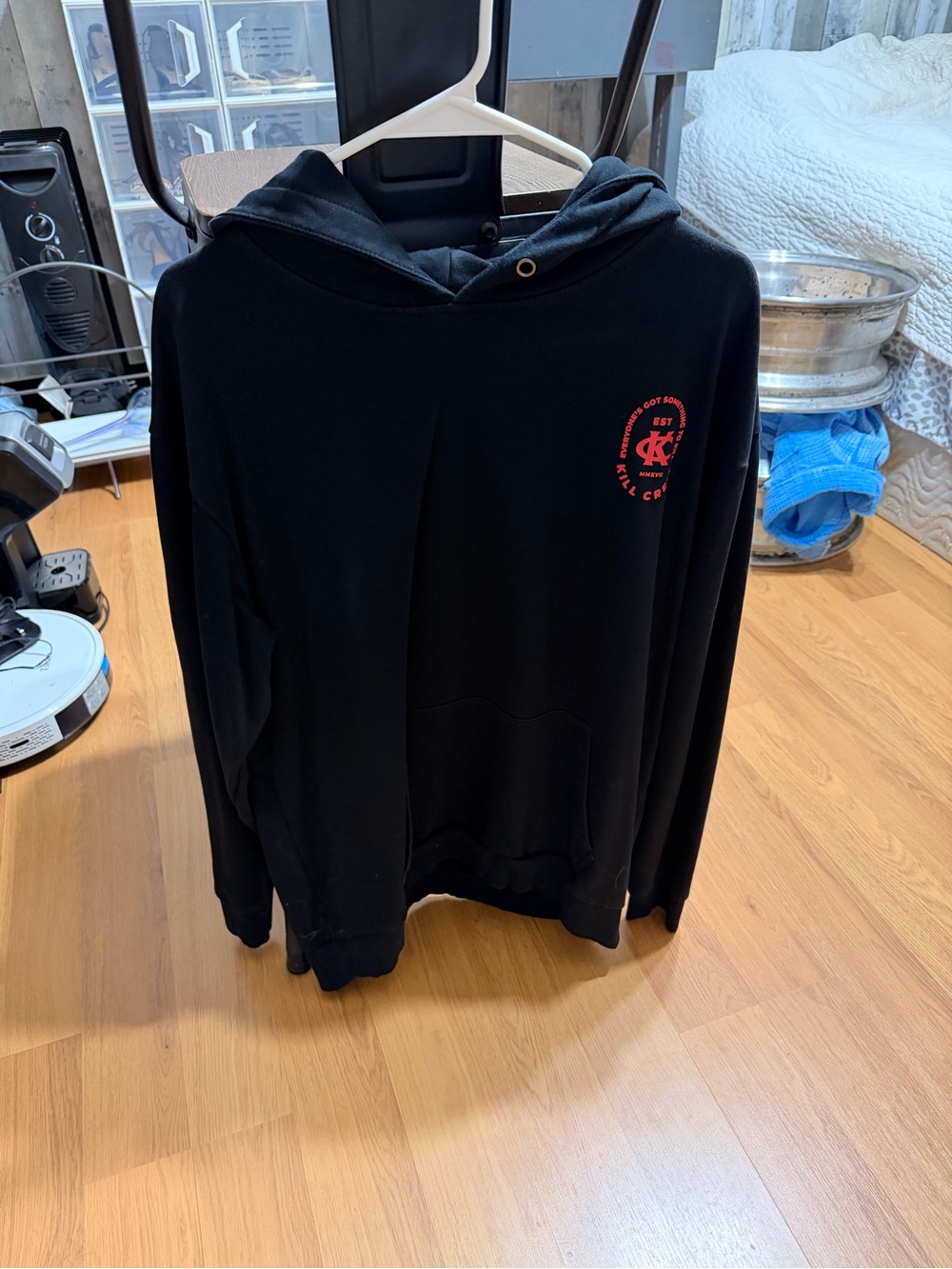 Kill Crew Black Hoodie with Red Chest Logo